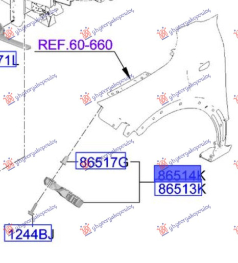 Kapëse/mbajtëse plastik e parakolpit anësorë të përparmë (Origjinal)