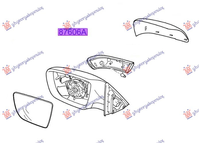 Pasqyrë mekanike me kabllo (gati për ngjyrosje) (Origjinal)