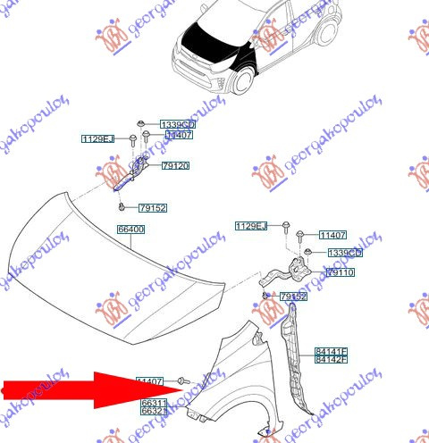 Krahu i përparëm (pa hapje për drita pulsuese) (Origjinal)