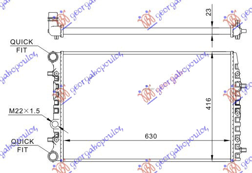 Radiator për motor të gjitha modelet benzinë/dizel (marsh manual/automatik) (me/pa kondicioner) (63x41) (MAHLE BEHR)