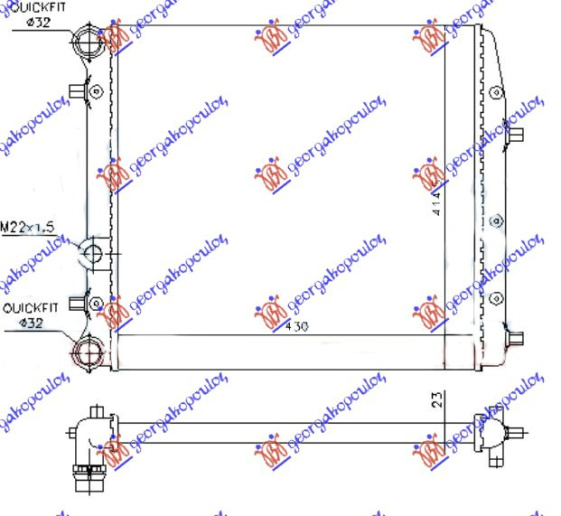 Radiator për motor të gjitha modelet (pa kondicioner) (43x41) (pa Ventilator)