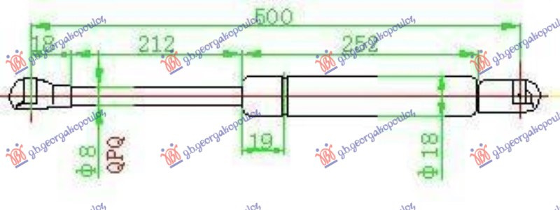 Amortizues (një) për derën e bagazhit (500L-470N)