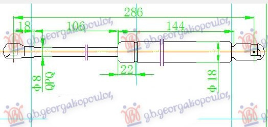 Amortizues (një) për derën e bagazhit (287L-600N)