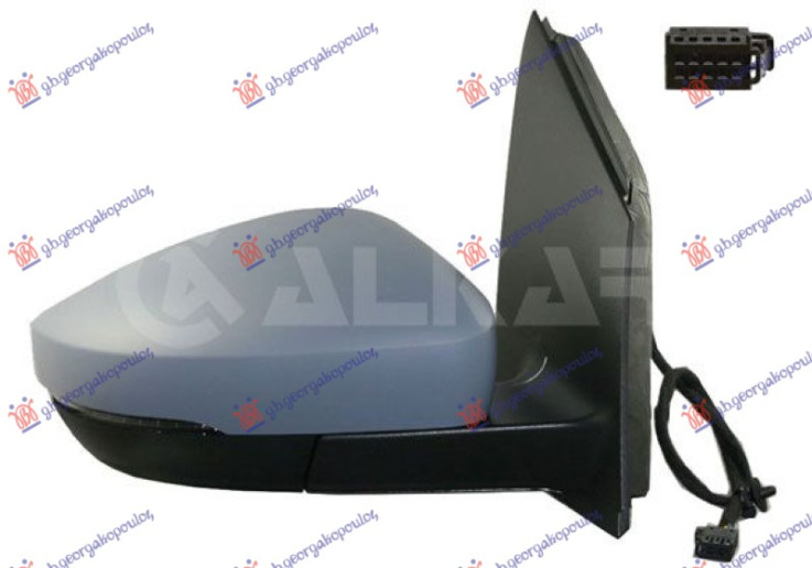 Pasqyrë elektrike me ngrohje (gati për ngjyrosje) (me sinjal + palosje elektrike) (konektor oval) (xham i lakuar)