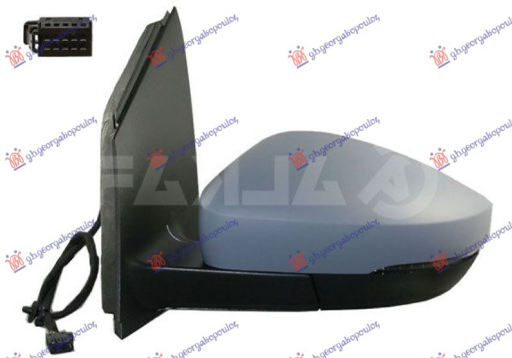 Pasqyrë elektrike me ngrohje (gati për ngjyrosje) (me sinjal + palosje elektrike) (konektor oval) (xham i lakuar)