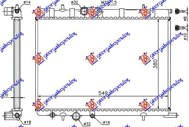Radiator për motor 1.1-1.4i8V-1.6i16V -02 (38x55)