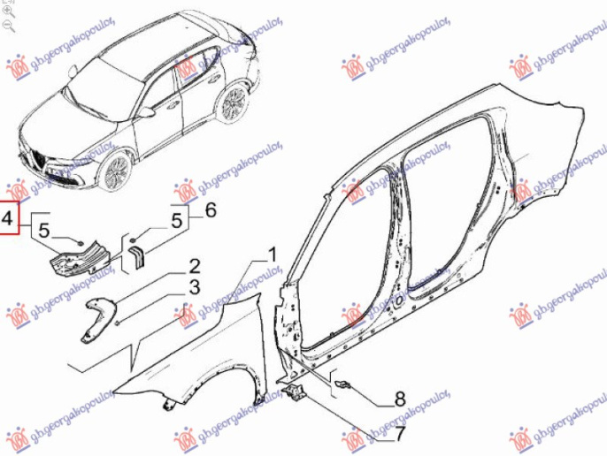 Mbajtëse për parafango (çelik) (e mesme) (Origjinal)