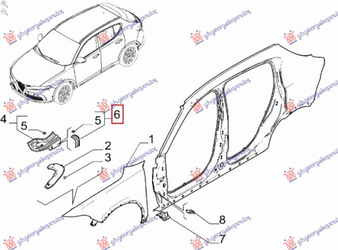 Mbajtëse për parafango (çelik) (e pasme) (Origjinal)