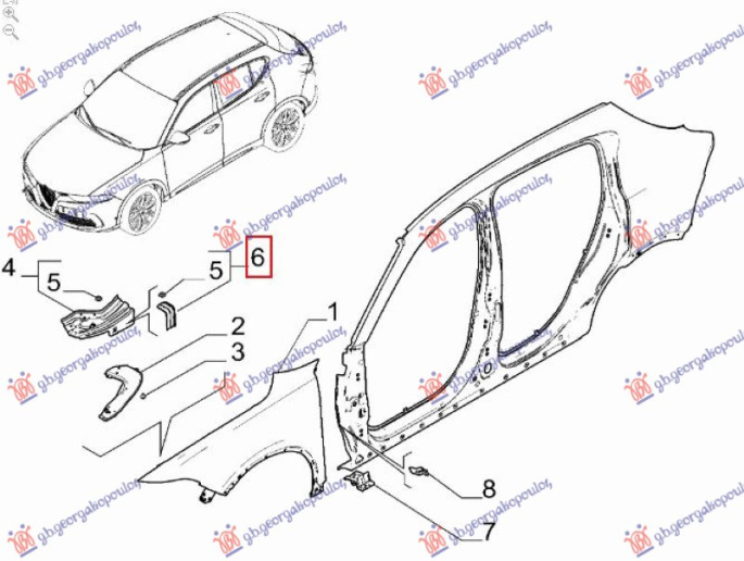 Mbajtëse për parafango (çelik) (e pasme) (Origjinal)