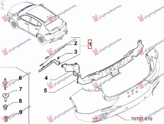 Mbajtëse anësore e sipërme e parakolpit të pasmë plastike (origjinal)