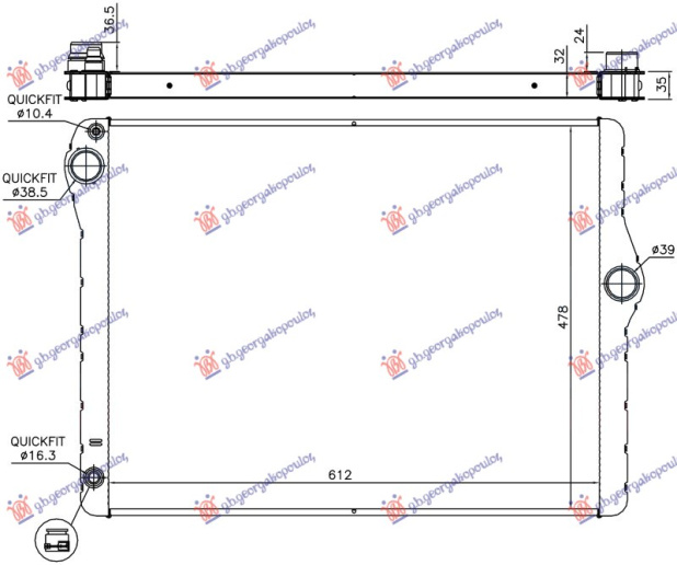Radiator 3.0 benzinë manual/automatik (612x487)