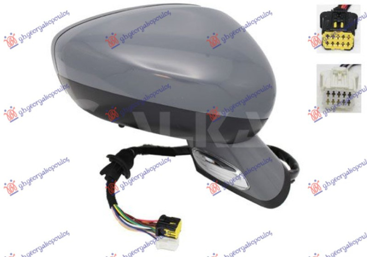 Pasqyrë elektrike me ngrohje (gati për ngjyrosje) (me sinjal + dritë + memorie + palosje elektrike + sensor) (xham i lakuar)