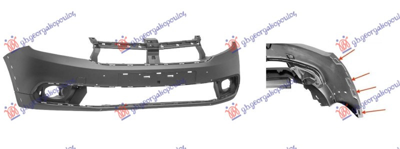 Parakolpi i përparmë (gati për ngjyrosje) STEPWAY (me 4 vrima për mbajtëse anësore)